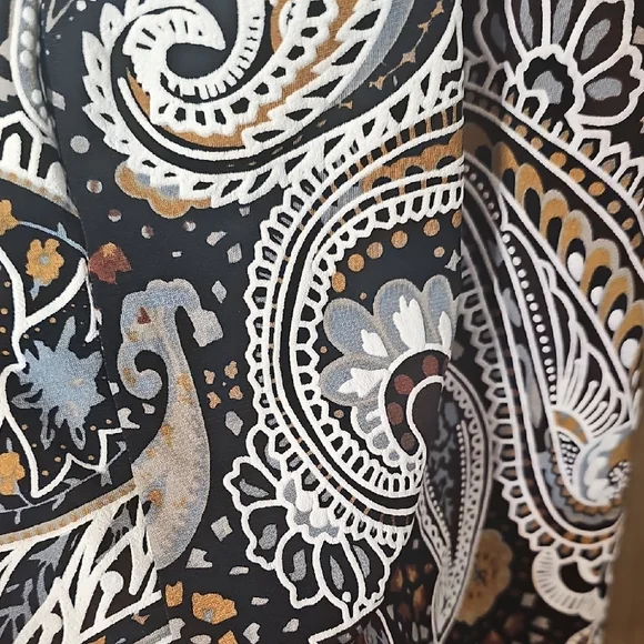 Elegant Paisley Women's Blouse - Black, White, and Brown - Picture 7 of 8